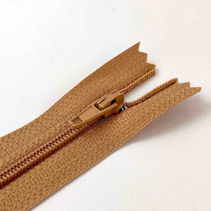 Fermeture non séparable moutarde en nylon 14cm