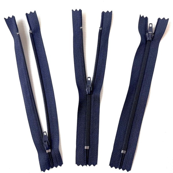 Fermeture non séparable noir bleuté en nylon 14cm Fermeture non séparable noir bleuté en nylon 14cm