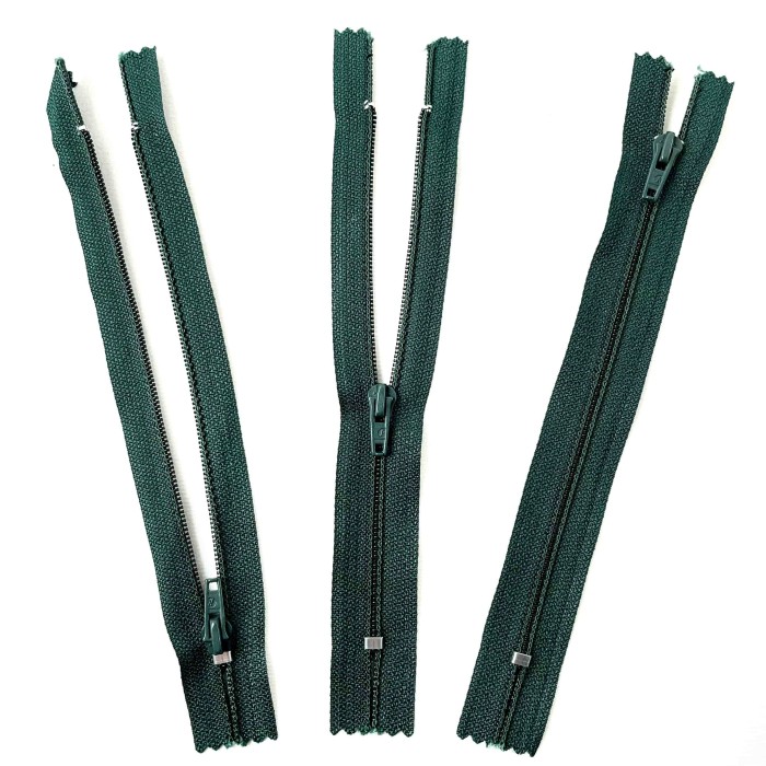 Fermeture non séparable vert foncé en nylon 15cm