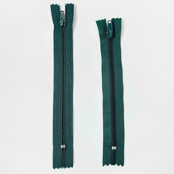Fermeture non séparable vert foncé en nylon 14cm
