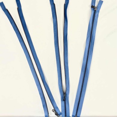 Fermeture séparable bleu en métal 45 cm