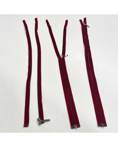 Fermeture Éclair YKK Métal Bordeaux – 1 Voie Séparable – 20 à 100 Cm (Neuf)