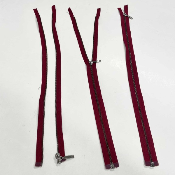 Fermeture séparable bordeaux en métal 55 cm Fermeture séparable bordeaux en métal 55 cm