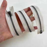 Fermeture séparable blanc en métal 65cm Fermeture séparable blanc en métal 65cm