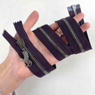 Fermeture fantaisie séparable violet foncé en métal 65cm