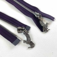 Fermeture fantaisie séparable violet foncé en métal 65cm