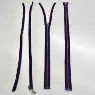 Fermeture fantaisie séparable violet foncé en métal 65cm