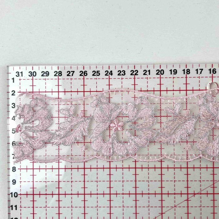 Dentelle rose à motifs floraux ajourés 5.5cm