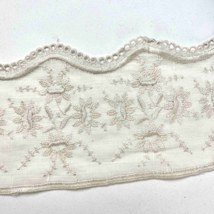 Dentelle broderie anglaise écru à fleurs 17cm