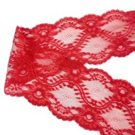 Dentelle rouge corail à motifs floraux ajourés 11 cm