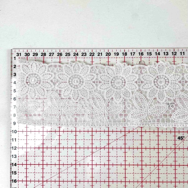 Dentelle blanche à motifs floraux ajouré 8 cm Dentelle blanche à motifs floraux ajouré 8 cm