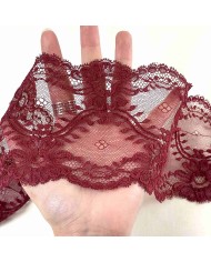 Dentelle bordeaux à motifs floraux ajourés 11 cm