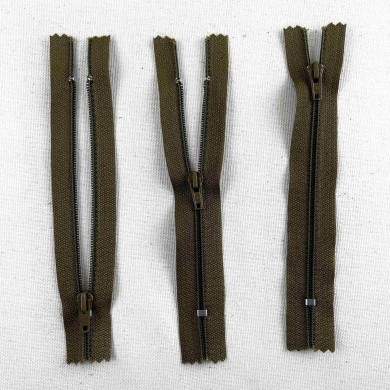 Fermeture non séparable kaki en nylon 12cm
