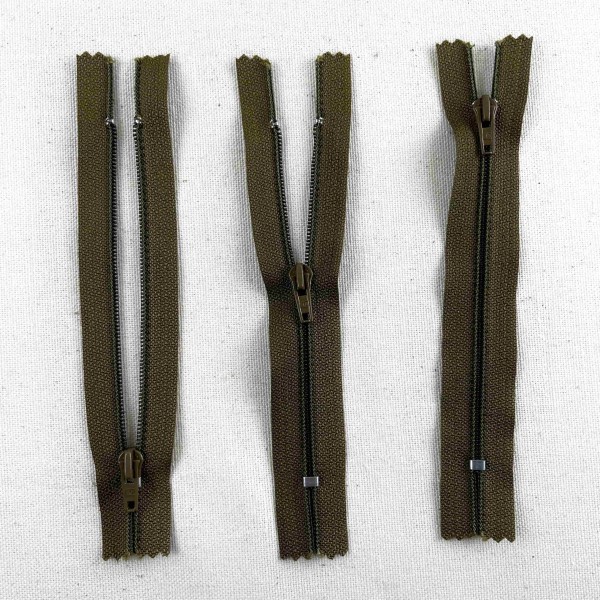 Fermeture non séparable kaki en nylon 12cm Fermeture non séparable kaki en nylon 12cm