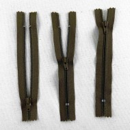 Fermeture non séparable kaki en nylon 12cm