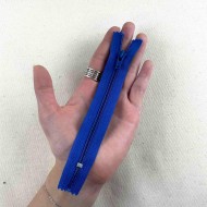 Fermeture non séparable bleu en nylon 12cm