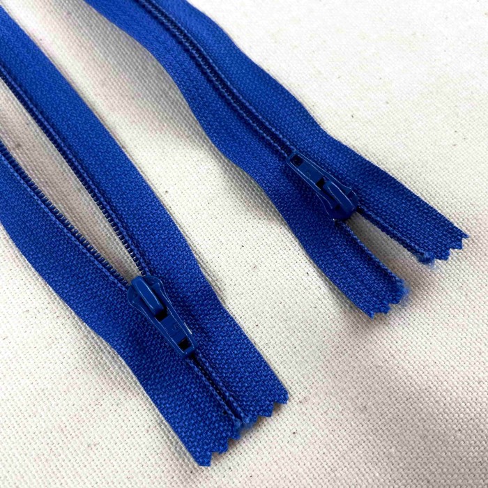 Fermeture non séparable bleu en nylon 12cm