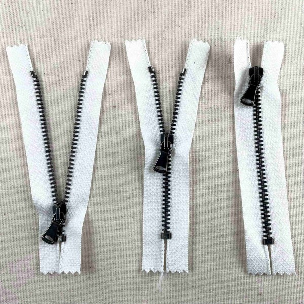 Fermeture non séparable blanc en métal 10cm Fermeture non séparable blanc en métal 10cm