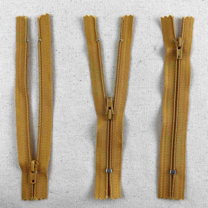 Fermeture non séparable moutarde en nylon 12cm