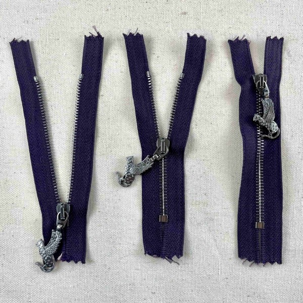 Fermeture fantaisie non séparable violet en métal 10cm Fermeture fantaisie non séparable violet en métal 10cm