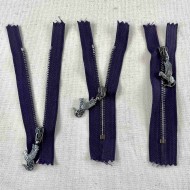 Fermeture fantaisie non séparable violet en métal 10cm