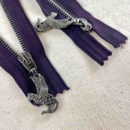 Fermeture fantaisie non séparable violet en métal 10cm