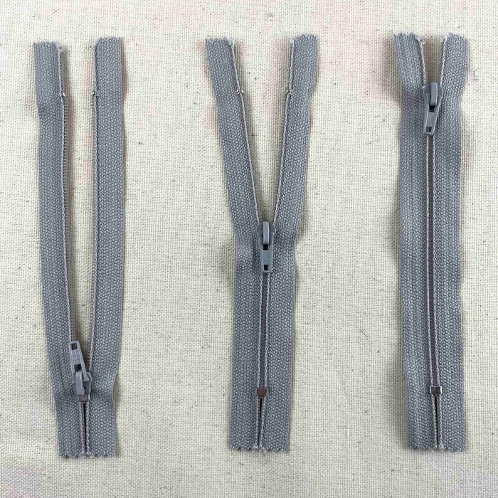 Fermeture non séparable gris en nylon 12cm