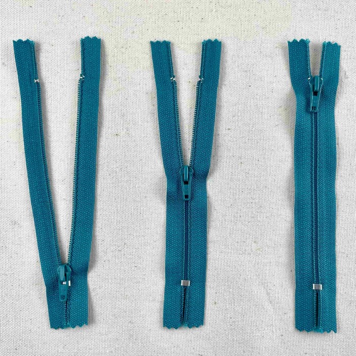 Fermeture non séparable turquoise en nylon 12cm