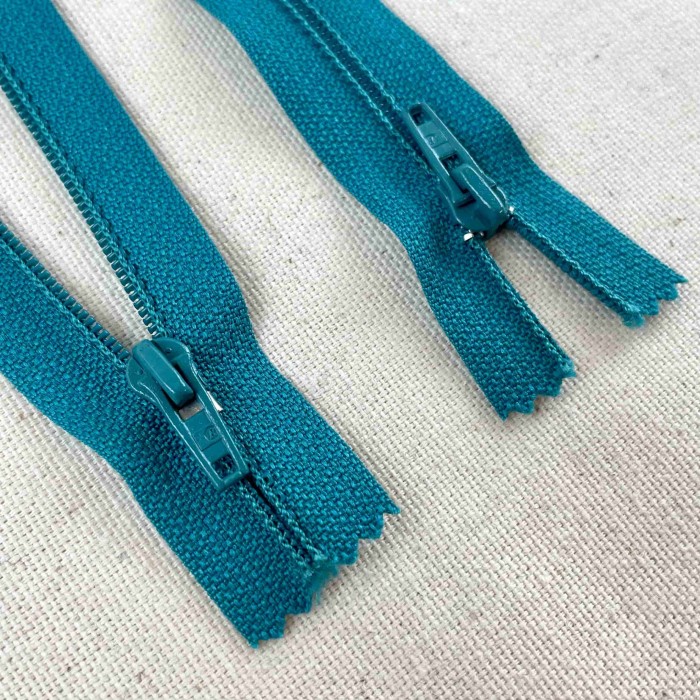 Fermeture non séparable turquoise en nylon 12cm