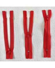 Fermeture non séparable rouge en nylon 12cm