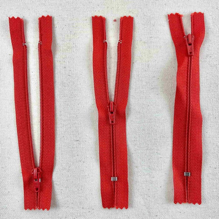 Fermeture non séparable rouge en nylon 12cm