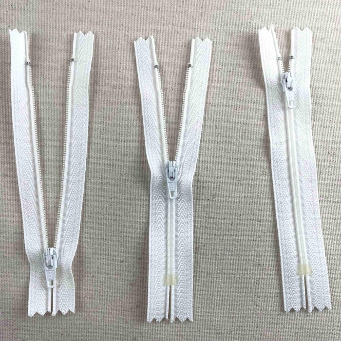 Fermeture non séparable blanc en nylon 12cm