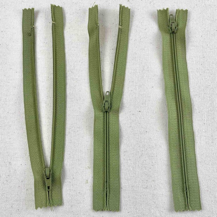 Fermeture non séparable vert olive en nylon 16cm