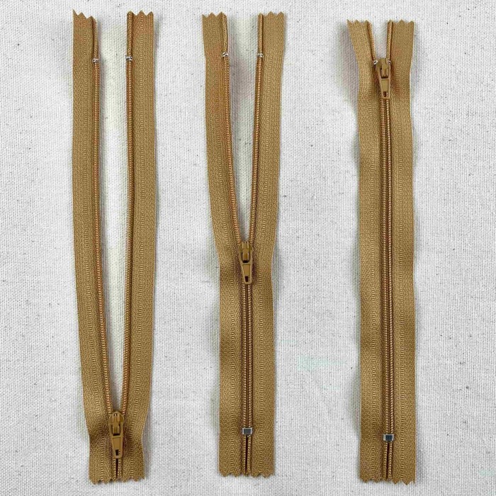 Fermeture non séparable camel en nylon 18cm