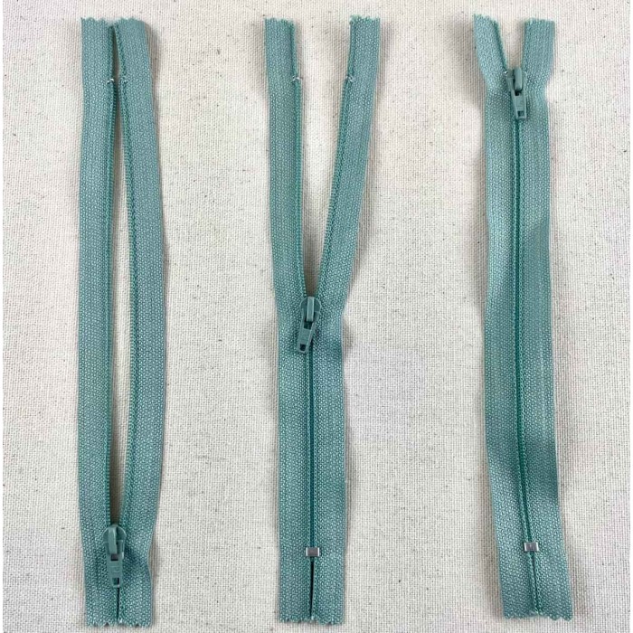 Fermeture non séparable vert d'eau en nylon 18cm