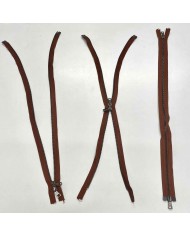 Fermeture séparable double curseur marron en métal 55cm