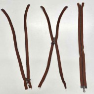 Fermeture séparable double curseur marron en métal 55cm