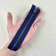 Fermeture non séparable marine en métal 14cm