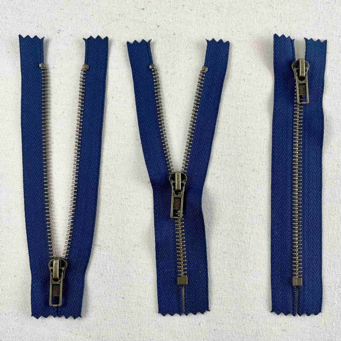 Fermeture non séparable marine en métal 14cm