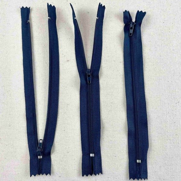 Fermeture non séparable  marine foncé en nylon 18cm Fermeture non séparable  marine foncé en nylon 18cm