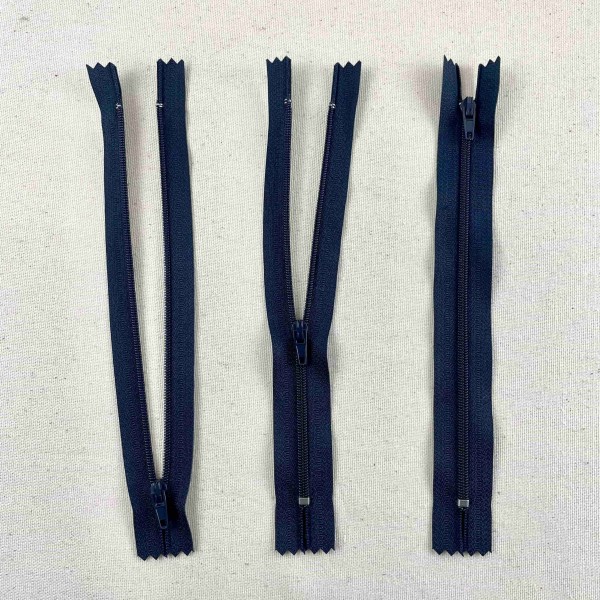 Fermeture non séparable noir bleuté en nylon 18cm Fermeture non séparable noir bleuté en nylon 18cm