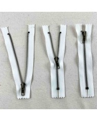 Fermeture non séparable blanc en métal 14cm