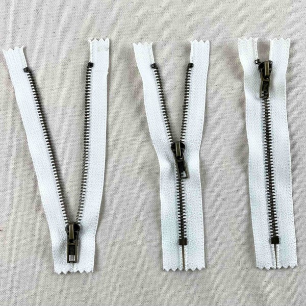 Fermeture non séparable blanc en métal 14cm Fermeture non séparable blanc en métal 14cm