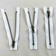 Fermeture non séparable blanc en métal 14cm