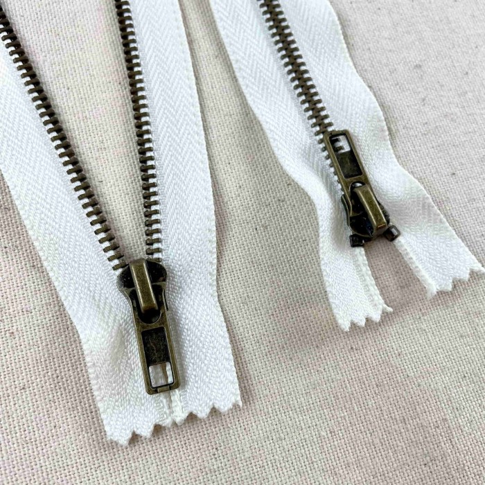 Fermeture non séparable blanc en métal 14cm