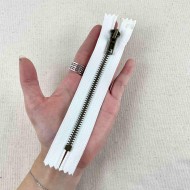 Fermeture non séparable blanc en métal 14cm