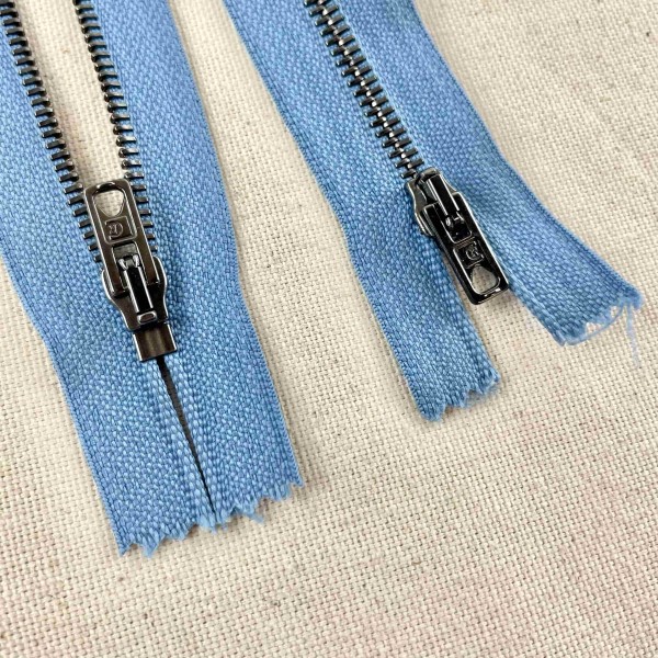 Fermeture non séparable bleu en métal 16cm Fermeture non séparable bleu en métal 16cm