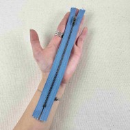 Fermeture non séparable bleu en métal 16cm