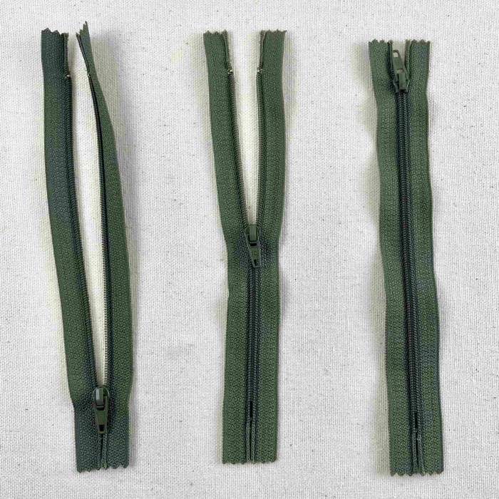 Fermeture non séparable kaki en nylon 16cm