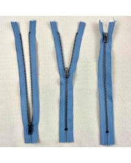 Fermeture non séparable bleu en métal 16cm